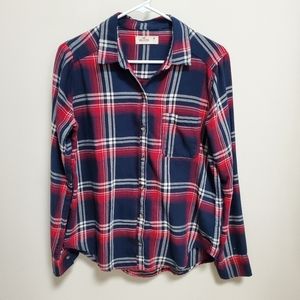Hollister | Navy Red Plaid Button Down Shirt M